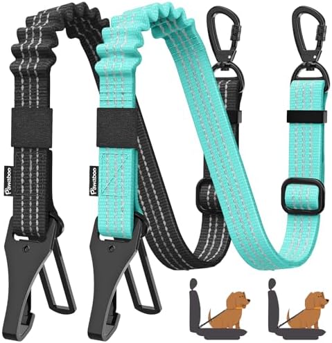 Pawaboo 2Pack Dog Car Seatbelt, 3-in-1 Dog Tether with Buckle & Hook Latch by Pawaboo