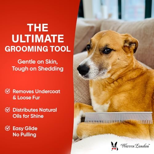 Warren London Carding Pro XL Copper Dog Grooming Comb for Undercoat, 9 Inch - Image 2