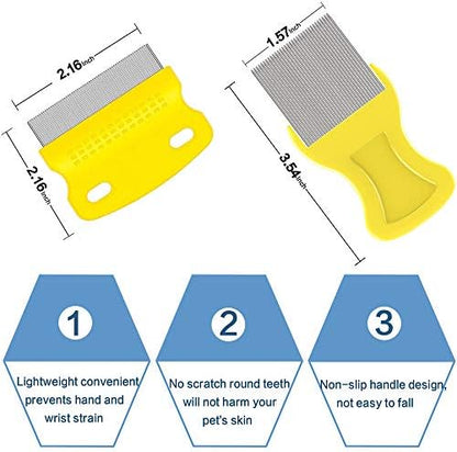Fine Tooth Pet Comb - 3 Pack Tear Stain Remover for Dogs & Cats to Remove Fleas, Ticks, Dandruff, Tangles & Knots - Image 3