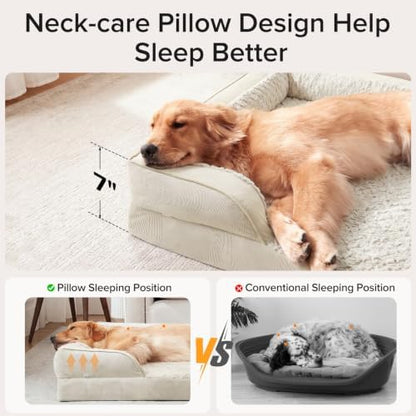 INVENHO L Plus Orthopedic Dog Bed for Large Dogs, Washable Dog Sofa with Egg-Crate Foam, Waterproof Lining and Non-Skid Bottom - Image 4