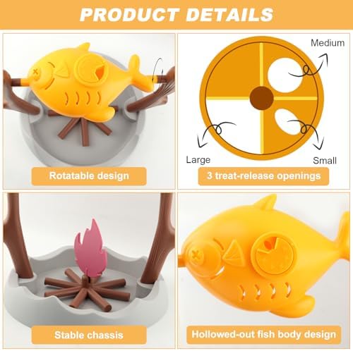 Cat Slow Feeder Treat Dispenser, Foraging Interactive Cat Puzzle Fish Toy - Image 4