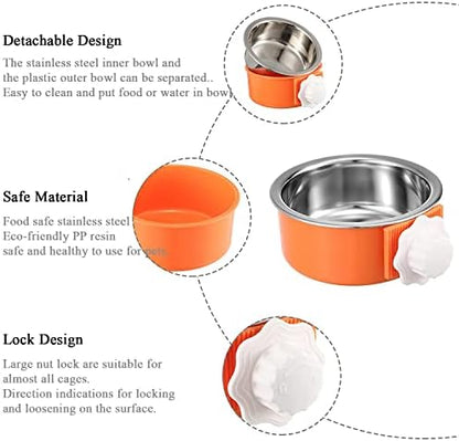 Dog Crate Bowl, Hanging Stainless Steel Removable Pet Crate Water & Food Bowls, Pet Cage Feeder Container Coop Cup for Cat Puppy Birds Rats Guinea Pigs Rabbit Hamster (2PCS) - Image 3