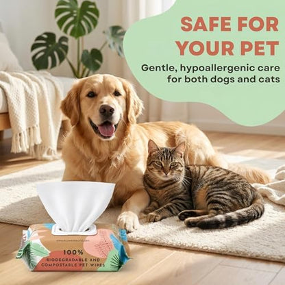 Eco Wave Dog & Cat Grooming Wipes, Unscented, Hypoallergenic, Compostable - Image 4