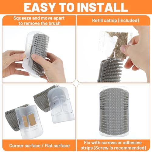 12 Pack Cat Self Groomer – Wall Corner Grooming Brushes for Cats and Small Pets – Soft Silicone Massage Brush for Shedding Control and Face Rubbing (Grey) - Image 6