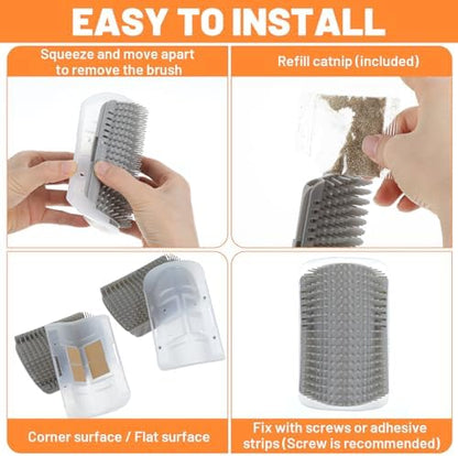 12 Pack Cat Self Groomer – Wall Corner Grooming Brushes for Cats and Small Pets – Soft Silicone Massage Brush for Shedding Control and Face Rubbing (Grey) - Image 6