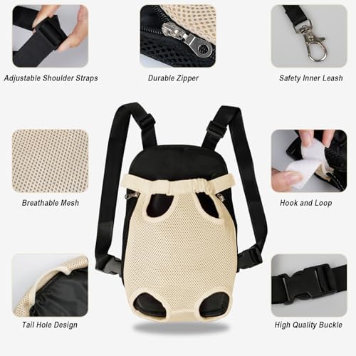 FEimaX Dog Carrier Backpack Pet Legs Out Front Cat Travel Bag, Adjustable Puppy Backpacks Carriers Hands-Free for Small Medium Dogs Cats Hiking Traveling Camping Daily Walking - Image 3