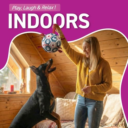QDAN Large Outdoor Dog Toy, Soccer Ball with Straps, Durable Giant Dog Ball - Image 5