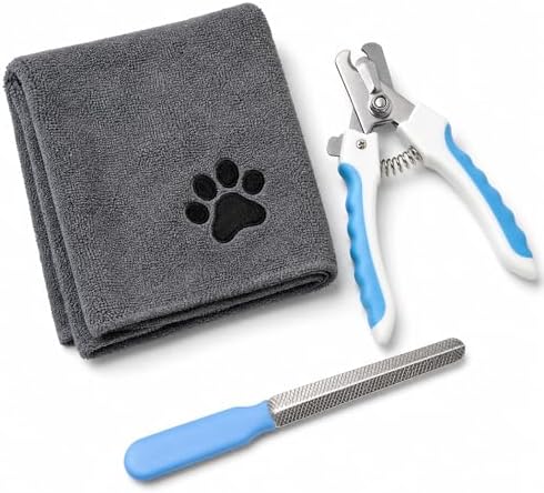Dog Nail Clippers and Cat Nail Clipper Kit - Professional Dog Towel and Cat Nail Trimmer Set with Safety Guard for Home Dog Grooming Supplies by Unknown