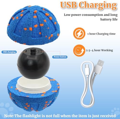 Interactive Dog Toys, Automatic Moving Dog Balls Self Rolling Vibrating Bouncing Ball for Dogs Medium & Large E-TPU Smart Dog Toys Stimulating for Boredom-Blue - Image 6