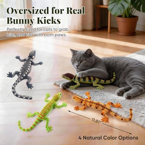 CiyvoLyeen Plush Lizard Catnip Toys for Indoor Cats 4 Pack - Image 3