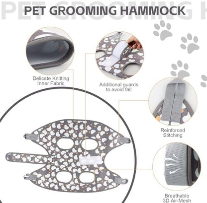 ATESON Dog Grooming Hammock for Small Dogs, Cats & Puppies - Adjustable, Mesh, Includes Nail Clippers & File - Image 3