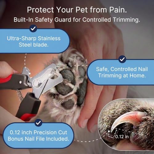 Professional Dog Nail Clippers for Large Dogs and Medium Dogs - with Safety Guard & Ergonomic Easy Grip, Dog Nail Trimmer for Large Dog, Safe Cat Nail Clippers - for Precise Grooming - Image 2