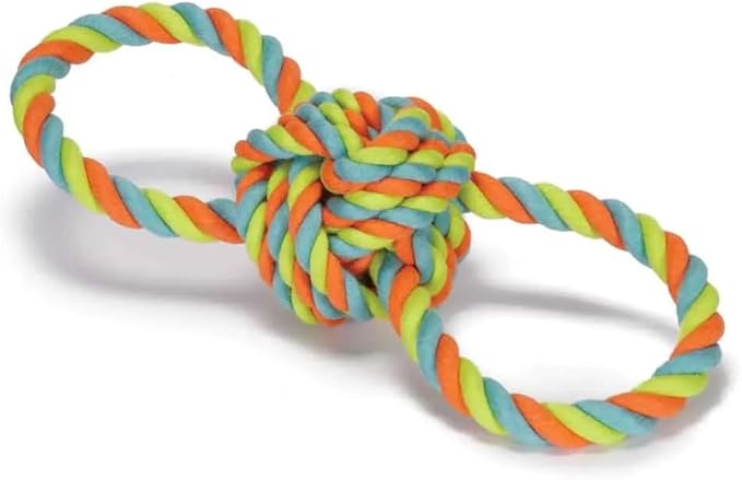 Figure 8 Dog Toys Fun and Colorful Choices Tug Toss Fetch Play Ropes or Rubber Loops (Rope X Red)