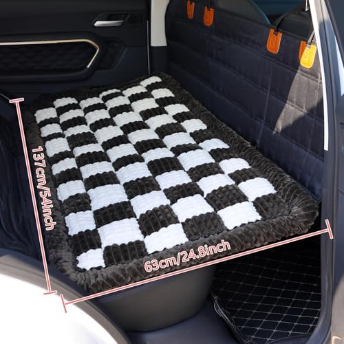 Dog Bed for Car, Backseat Pet Bed Mat, Dog Seat Cover for Car Back Seat, Non-Slip Travel Pet Mat, Fit for Backseat Extenders and Seat Covers (Black&White, 24.8x54inch) - Image 4