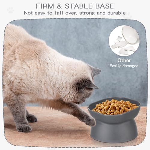 4 Pieces Plastic Tilted Elevated Cat Bowls Raised Cat Food Bowls Elevated Feeding Dish for Flat Faced Kitten Kitty Pets Supplies(White and Grey) - Image 5