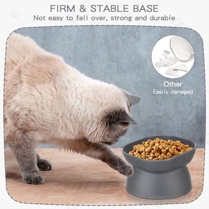4 Pieces Plastic Tilted Elevated Cat Bowls Raised Cat Food Bowls Elevated Feeding Dish for Flat Faced Kitten Kitty Pets Supplies(White and Grey) - Image 5