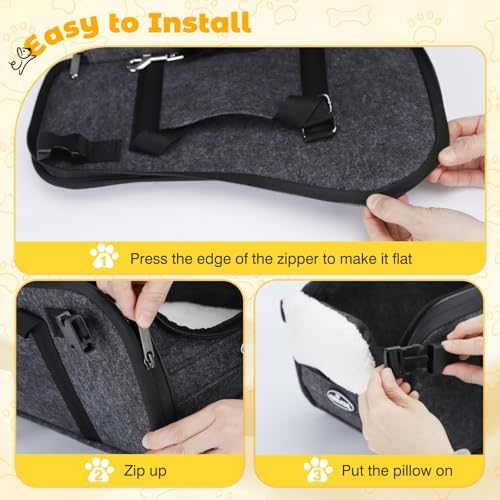 New Nobleza Dog Car Seat for Center Console, Detachable Console Pet Seat for Small Puppy Cat Kitten with Safety Protective Hooks, Adjustable Straps Storage Pocket & Safety Leash for Outdoor Travel - Image 7