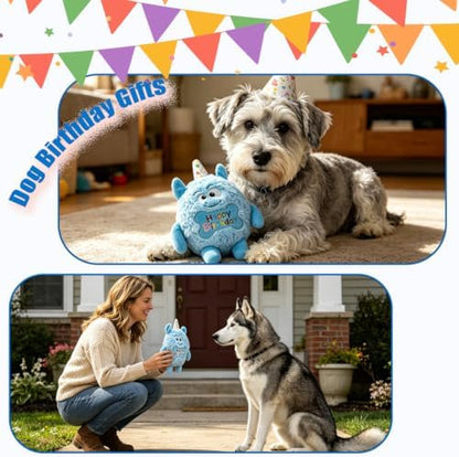 Monster Dog Birthday Toy for Gifts, Stuffed Dog Plush Toy, Blue - Image 4