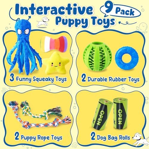 KIPRITII 9 Pack Puppy Toys Set for Small Dogs, Teething & Interactive Play - Image 2