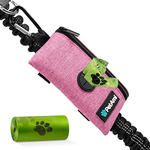 PetAmi Dog Poop Bag Holder for Leash, Pet Waste Bag Dispenser, Pink by PetAmi