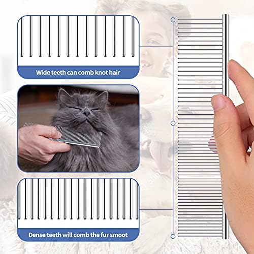 Undercoat Rake for Dogs, 3 Pack Pet Grooming Brush Set Long Tooth Rake Brush & Double-Sided Teech Comb & Stainless Steel Shedding Comb, Long Haired Pet Grooming Tool Set for Horse Large Dog Cat - Image 4