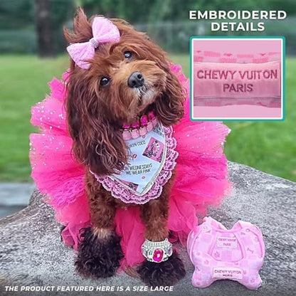 Haute Diggity Dog Chewy Vuiton Bone Plush Dog Toy, Designer Parody Toy - Image 5