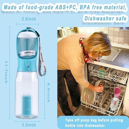 Cibaabo Dog Water Bottle with Food Container & Poop Bag Holder & Filter - Image 6