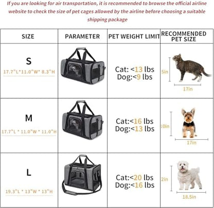 Wakytu TSA Approved Pet Carrier for Small Cats and Dogs,17.7x11x8.3, Black - Image 3