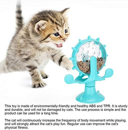 plplaaoo ABS Pet Cat Food Leakage Rotation for Windmill Educational Interactive Training Toy (Blue) - Image 3