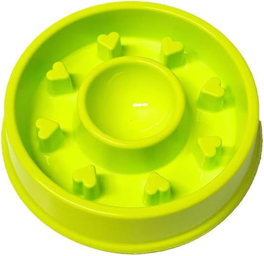 ALPHA DOG SERIES Non-Slip Maze Puzzle Bowl Slow Feeder Interactive Stop Bloat Stop Gas Improve Digestion Dog Bowl for Small and Medium Dogs (Green, Hearts)