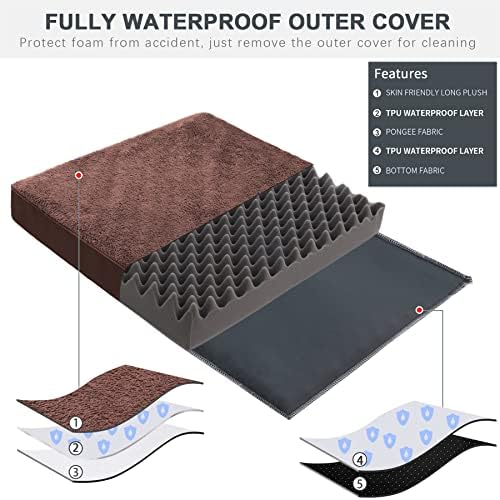 Waterproof Medium Size Dog Crate Bed Orthopedic 35x22 Brown - Image 3