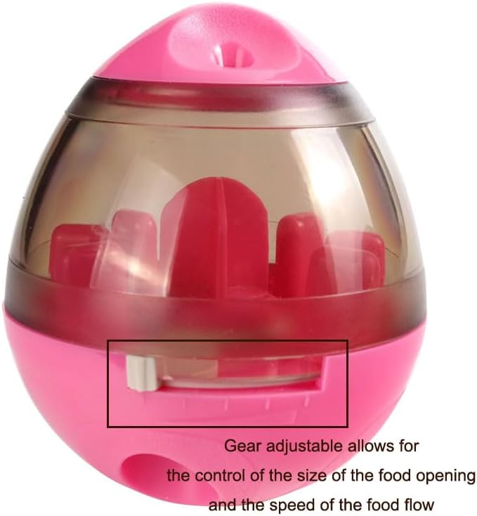Interactive Dog Treat Toy Adjustable Treat Dispensing Ball Food Dispenser Tough Slow Feeder Puppy Enrichment Training Toy Pet Interactive Chase Toys for Small Medium Dogs Gift for Pets (Red)