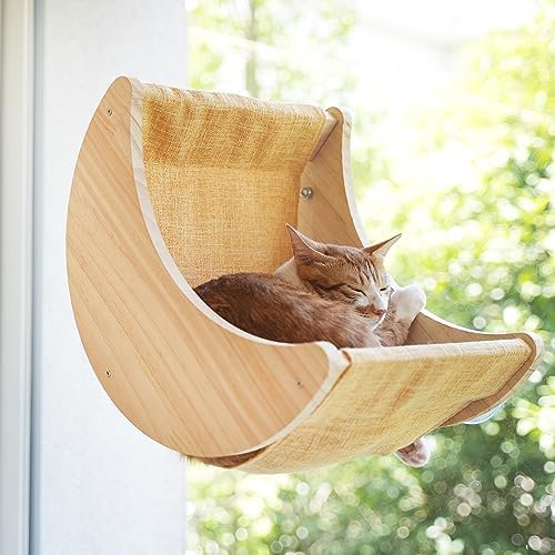 HAPYKITYS Cat Window Perch, Plywood Moon Bed with 4 Heavy-Duty Suction Cups by HAPYKITYS