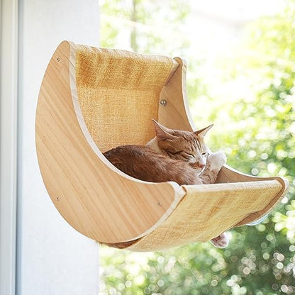HAPYKITYS Cat Window Perch, Plywood Moon Bed with 4 Heavy-Duty Suction Cups by HAPYKITYS