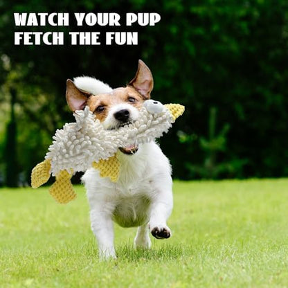 Nocciola Plush Squeaky Dog Toys, Cute Durable Stuffed Crinkle Puppy Pet Chew Toys for Large Medium Small Dogs - Duck - Image 6