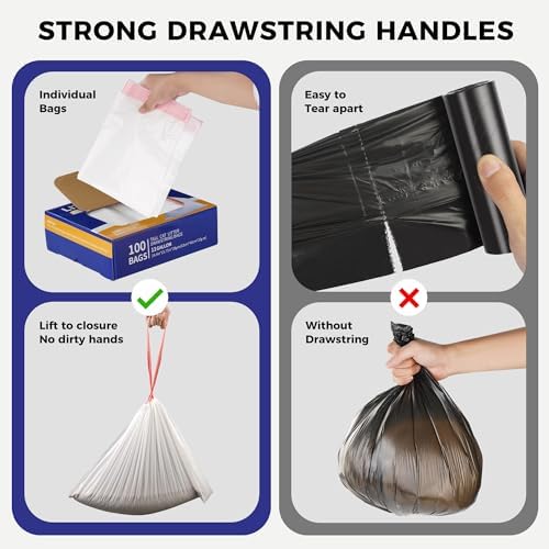 Drawstring Litter Liner Bags 100 Pack-Cat Litter Box Liner Bags for Litter Box Robot 3 and 4 Thick Waste Bags for Self-cleaning Cat Litter Box Liner Trash Bags for Home/Kitchen Trash Cans - Image 4
