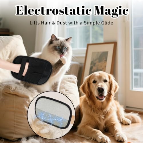 Pet Hair Remover Gloves Black Static Hair Remover Reusable for Clothes Sofa Car Seat - Image 6