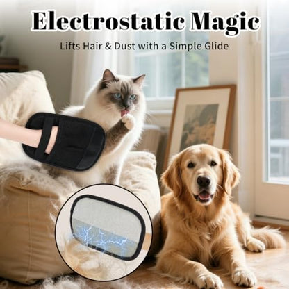 Pet Hair Remover Gloves Black Static Hair Remover Reusable for Clothes Sofa Car Seat - Image 6