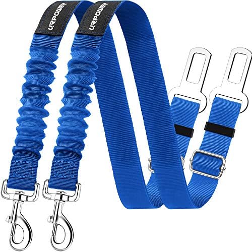 URPOWER 2 Pack Dog Seat Belt, Retractable Dog Car Harness Adjustable Pet Safety Belt with Elastic Bungee Buffer, Heavy Duty & Durable & 360 Degree Swivel Dog Seatbelts by URPOWER