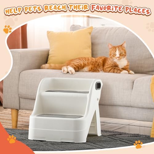 Marsui 2 Pack Cat Ramp for Litter Box Steps with 23" x 35" Non Slip Cat Mat Dog Stairs Rubber Feet Step for Automatic Litter Box Older Elderly Small Cats Animal Pets - Image 6