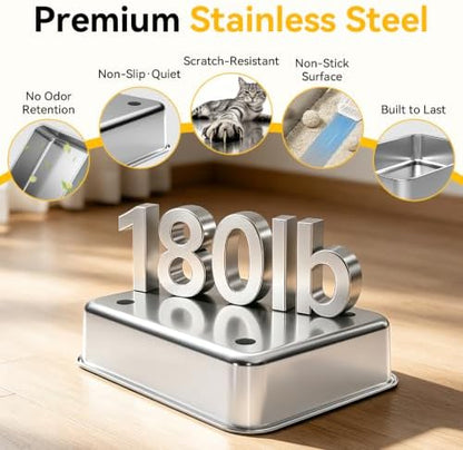 XL Stainless Steel Litter Box for Cats, 2 Pack High-Sided Large Pan - Image 7