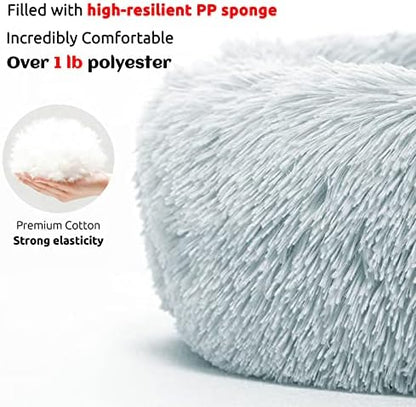 HACHIKITTY Calming Pet Sofa Bed Mat, Washable Fluffy Couch Cover for Dogs and Cats, Anti-Slip Bottom (30"x 27"x 6", Gray) - Image 3