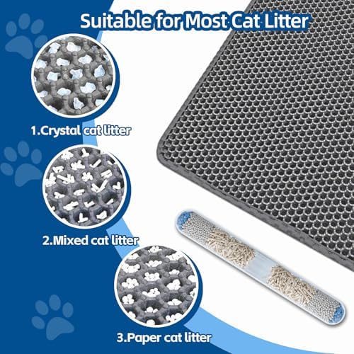 Cat Litter Mat, Double Layer Honeycomb, 30"x24", Gray - Image 4
