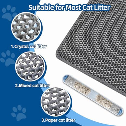 Cat Litter Mat, Double Layer Honeycomb, 30"x24", Gray - Image 4