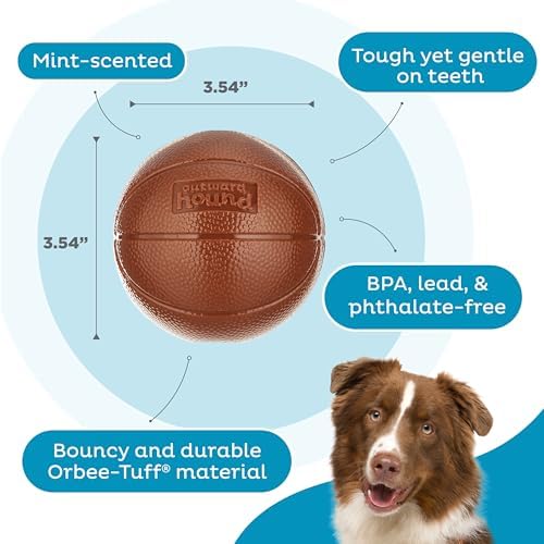 Outward Hound by Planet Dog Basketball, Durable Treat-Dispensing Dog Ball, Interactive Fetch Toy, Orbee-Tuff, Mint Scented, BPA-Free, for Indoor & Outdoor Play, Brown - Image 5