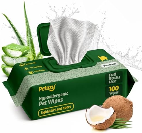 Petazy Pet Wipes for Dogs & Cats - Paws, Ears & Butt Cleaning, 100 Count by Petazy