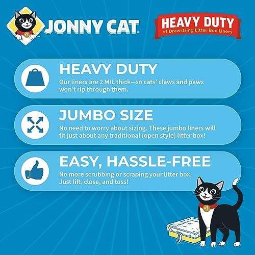 Jonny Cat Litter Box Liners: Heavy Duty - Tear & Leak Resistant - Drawstring Close - Jumbo,5 Count (Pack of 2) - Image 3
