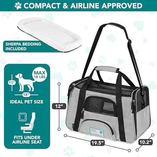 PetAmi Airline Approved Pet Carrier for Cats & Small Dogs, Large Light Gray - Image 2