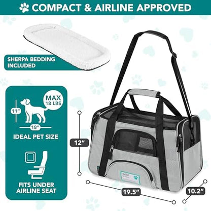 PetAmi Airline Approved Pet Carrier for Cats & Small Dogs, Large Light Gray - Image 2