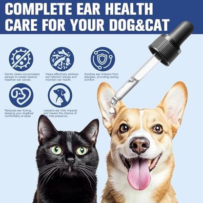 BARAVI Clean Aura Ear Cleaner Ear Drops for Dogs & Cats, 3.38 fl oz (100ml) Natural Gentle Formula, Soothe Itching, Remove Wax & Odor, Deep Clean Ear Canal for Pet Ear Care - Image 4